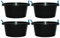 [SET OF 4] - 70L Litre BLACK Bucket with Rope Handles Plaster Mixing Bucket Muck Water Ideal For Construction, Animal Feeding Tub For Cleaning and Gardening.