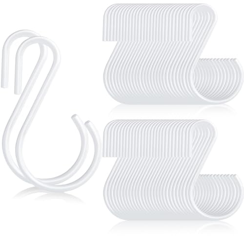 Sratte 120 Pcs S Hooks for Hanging 1.8 Inch Heavy Duty Bulk Metal,White