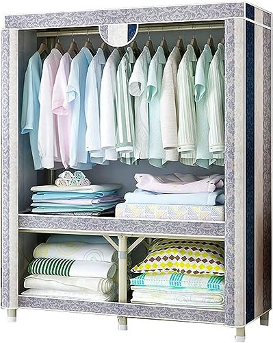 LAMEDOAT Kleiderschrank für zu Hause, tragbarer zusammenklappbarer Kleiderschrank aus Stoff mit Reißverschluss, robuster Teleskop-Kleiderschrank, Kleiderstange, Kleiderständer (Größe: 160 x 95 x 45 c