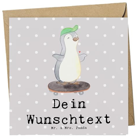 Mr. & Mrs. Panda grußkarte personalisiert Pinguin Skateboarden - Personalisierte Geschenke, Postkarte, Karten, Skateboard, Karte, Geschenk, fahren, Skaten, Skateplatz