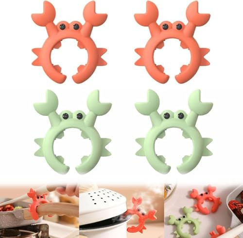 Lot de 4 porte-cuillères en silicone – Porte-spatules en forme de crabe, gadget de cuisine créatif en forme de crabe, porte-ustensiles pour décoration d'intérieur