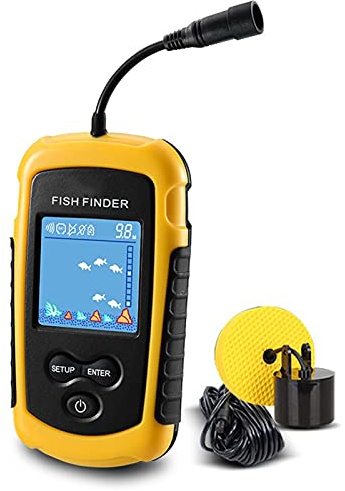 Fish Finders Depth Finders Fish Finder LCD Color Screen Portable Wired 100M Depth Range Sonar Echo Sounders Fishfinder for Boat Kayak Sea Fishing (Color : Light Grey) (Light Yellow)