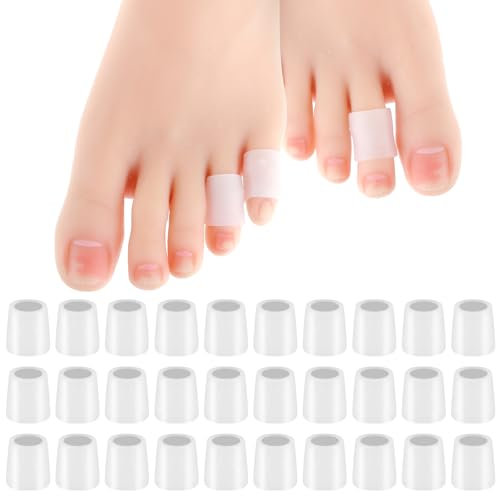 Sibba 30 Pcs Silicone Toe Sleeve Caps Toe Tubes Sleeves Pinky Toe Protector Gel Toe Tubes Corn Pads Cushion Soft Calluses Protectors Remover Finger Covers for Corns Hammer Friction