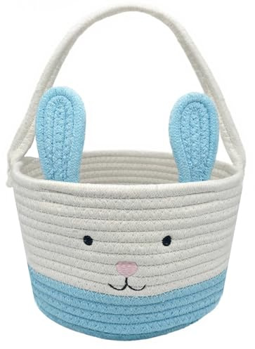 Cileruide Osterkorb, Osterhasenkorb-Set für die Ostereiersuche, Ostereiersuche-Taschen mit Henkel, Ostersack Taschen, Geschenkkörbe für Kinder, Bevorzugung für Kinder auf Osterparty (Blau)