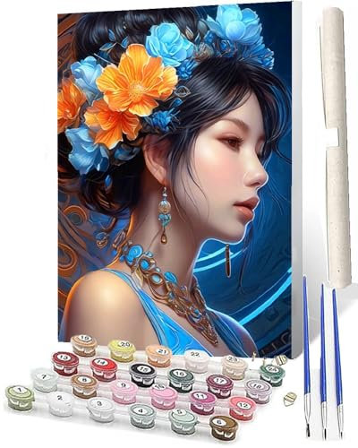 WMZPOY Malen Nach Zahlen ErwachseneMalen Nach Zahlen Mit Pinseln und Acrylfarbe Lila Blumenkranz für Mädchen 012 DIY Set Basteln Erwachsene mit Pinseln und Acrylfarben für Home Decor40x50cm