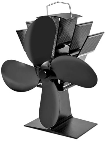 Wood Stove Fan, 4 Blades Heat Powered Fireplace Fan for Wood/Gas/Pellet Burning Stove, Log Wood Stove Accessories,Silent Operation Circulating Warm Air, Non Electric