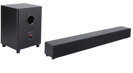Lazmin112 Home Theater Sound Bar, Wireless Subwoofer with Optical, Coaxial, AUX and Bluetooth 5.0 Inputs, Music Movie News 3 Modes, Surround Sound System for TV PC Projector (GB Plug)