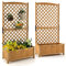 FANTASK Spalier mit Rankgitter & Drainageloch, Pflanzkasten mit Blumenkasten aus Tannenholz, Hochbeet Gartenspalier Rankkasten, Gelb