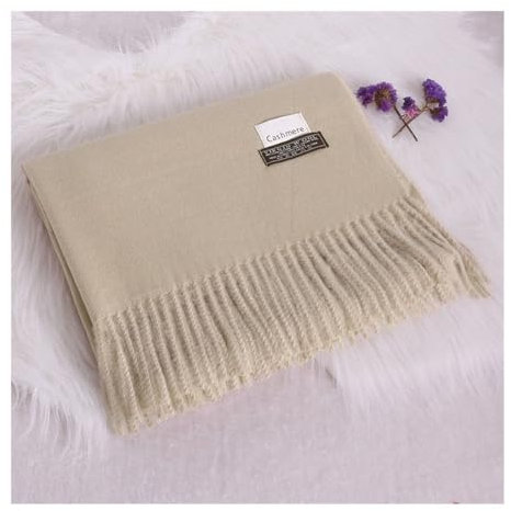 ERQIAO Damen Winter Weich Warm Kaschmir Schal Luxusmarke Wolle Schals Khaki Pashmina Schals Schwarz Herren Poncho Kaschmir Schals (Beige)