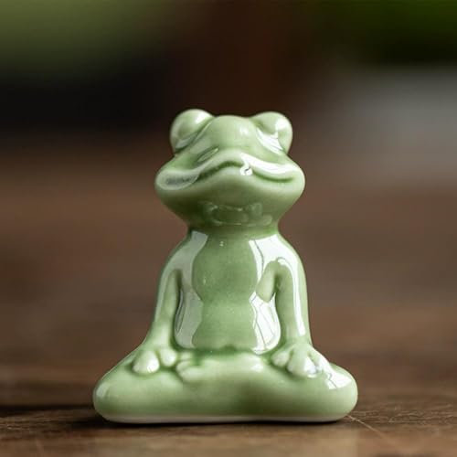 Keramik-Yoga-Frosch-Statue, kreative sitzende Frosch-Skulpturen, Miniatur-Frosch-Figuren, lustige Froschkunst, Gartendekoration, Hofdekoration für Zuhause, Tisch, Schreibtisch, Terrasse, Hof