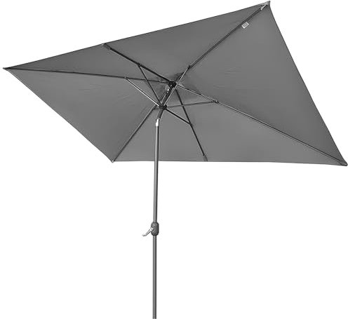 XUQQU 3,0 X 2,0 M Kippbarer Holz Sonnenschirm, Rechteckiger Gartenschirm, Marktschirm, Strandschirm Mit Kippfunktion Und Kurbel, Ohne Sockel(Gray)