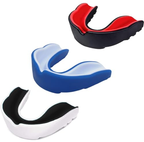 KEQAR 3 Piezas Protector Bucal Deportivo Premium, Moldeable, para Deportes de Contacto como Boxeo, MMA, Rugby, Kickboxing y Hockey, para Adultos y Niños