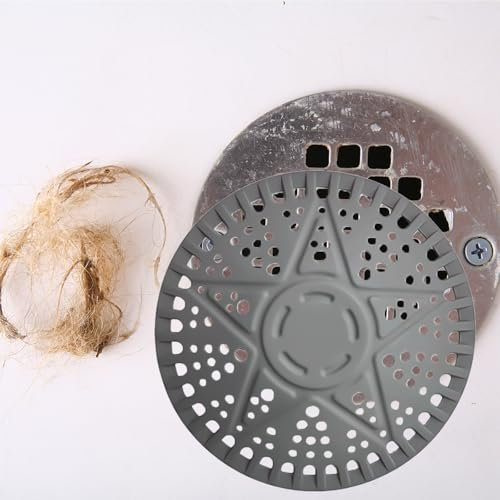 Filtro Capelli Doccia, iAnomla 5.5 14cm, Silicone Filtro Doccia Capelli, Tappo Lavandino Bagno, Protezione Scarico Cucina per Lavello, Bagno, Vasca, Lavello della Cucina, Grigio