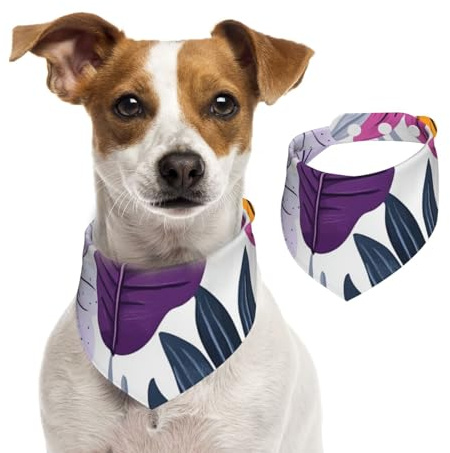 Generic Dreieckstuch für Haustiere, mit Blättern, niedliches Hundehalstuch, verstellbar, mit Druckknöpfen, für Hunde, Welpen, Katzen