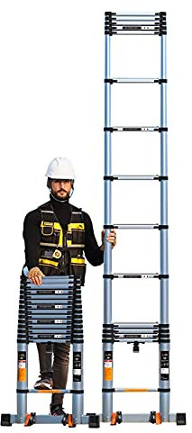 JTSMJQIE Extra Tall Aluminum Extension Ladder Heavy Duty Telescoping Ladder for Outdoor Work Portable Extendable Design Capacity Portable Folding Design Ideal for Attics & Home Lofts