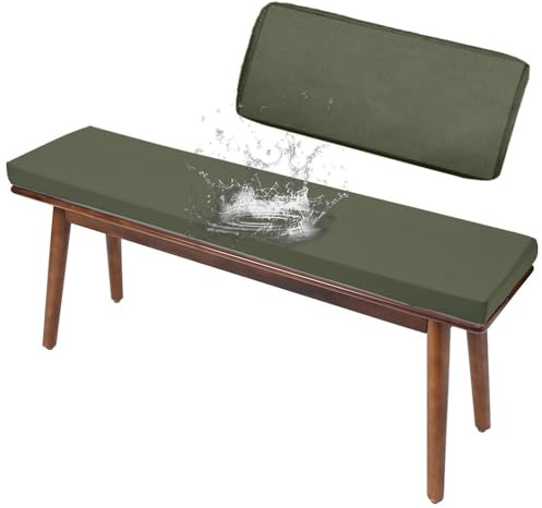 Generisch 5cm Dicke Outdoor Sitzkissenbezug, Wasserdicht rutschfest Bezug-Bankkissen Bankauflage, Polyester Sitzkissen Ersatzbezug mit Reißverschluss für Sitzauflage Gartenbank,Grün,130x55x5cm