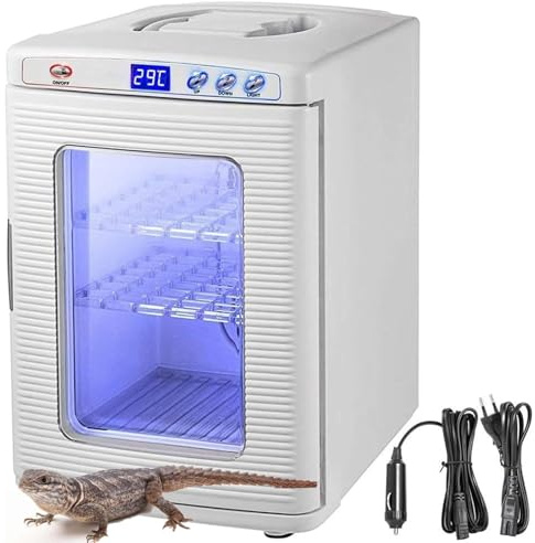 Reptile Egg Incubator, Chameleon Lizard Turtle Incubator Box Portable, Professional Reptile Incubator Thermostat Box Heating Brooders Automatic, for Reptiles Chameleon Lizard Turtle,White
