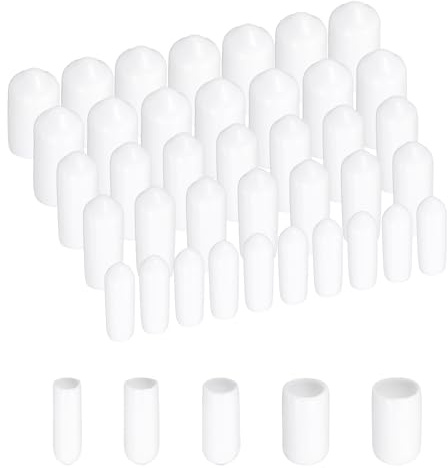 QUARKZMAN 100 Stück Gummi Endkappen 3/4,5/6/7,5/9,5mm Gummikappen, Runde Kunststoffkappen Abdeckkappen Schutzkappen Stopfen für Elektrokabeln Rohr Schrauben Bolzen Flaschen, Weiß