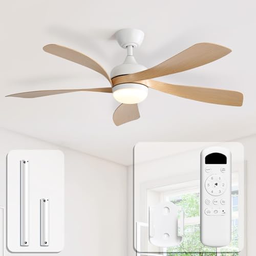 Sofucor Ventilateur Plafond avec Lumiere et Telecommande, 132 cm Dimmable Lampe Ventilateur Plafond LED, 6 Vitesses, DC Silencieux Réversibles, Minuterie, pour Chambre