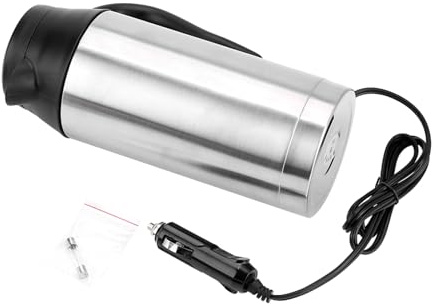 750ml Portable Travel Electric Kettle 24V Car Vehicle Electric Kettle Stainless Steel Car Water Heater Coffee Cup Warmer Hot Water Maker for Tea Coffee Drinking