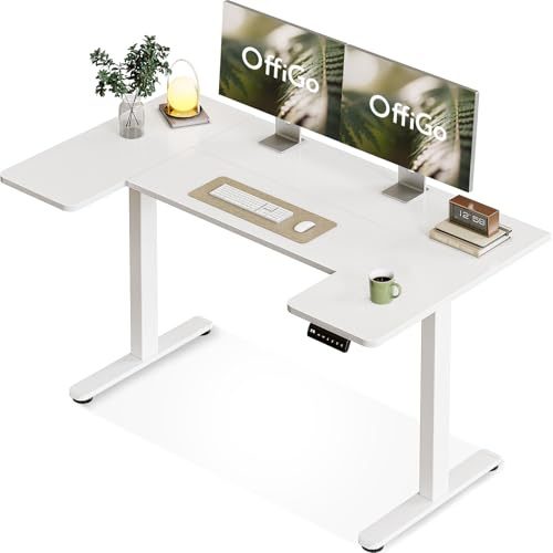 OffiGo Höhenverstellbarer Schreibtisch mit Memory Funktion, 140x70cm, Weiß