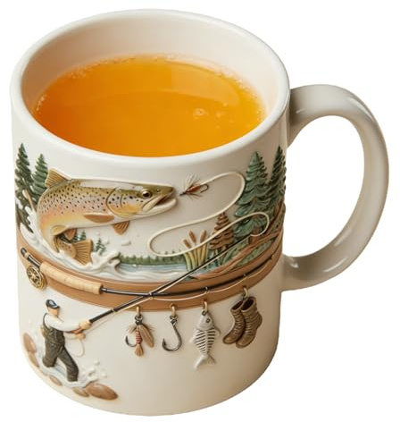 Fly Fishing Mug - Funny Fisherman Drinkware Novelty Desk Mug Ceramic Fishing Humor Gift Drinkware Collectible | Outdoor Adventure Picnic Hiking G