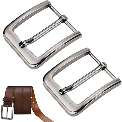 CALLYSONIC bältesspänne män, 40 mm enskilda pinnar kvadratiska bältesspännen, silver metallbälte spänne, ersättningsspänne för män kvinnor bälte, Silver – 2 stycken, 40mm