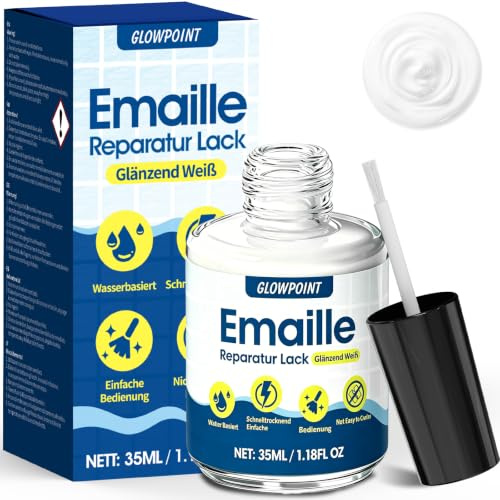 Enamel Touch Up Paint, 35ml Gloss White Touch Up Paint for Porcelain | Repair Scratches, Cracks and Spots on Tile, Porcelain Repair Kit for Bathtub, Sinks, Enamel and Toilets