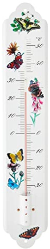 TFA Dostmann Analoges Innen-Außen-Thermometer, aus Metall, Innen- oder Außentemperatur, Nostalgie-Look, wetterfest, L 92 x B 25 x H 495 mm