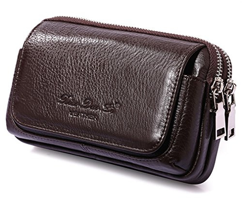 Xieben Paquete De Cintura De Cuero Vertical Estuche para Cinturón para Hombre Mujer Titular De Clip Bolsa De Viaje Al Aire Libre Bolsa De Fanny Bolsa De Teléfono Celular Phone Café