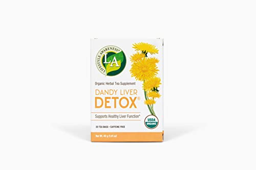 Lifestyle Awareness Dandy Liver Detox Tea with Cleansing Dandelion, Caffeine Free, 20 Tea Bags