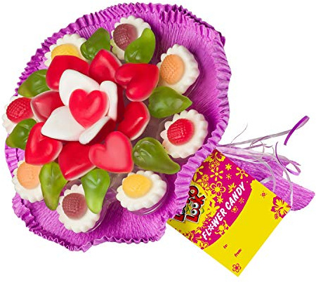 Fruchtgummi Blumenstrauß aus verschiedenen Fruchtgummi-Sorten, Geburtstag, Valentinstag, Muttertag, Geschenk, 140g