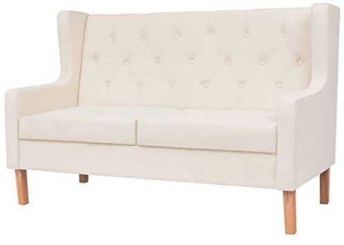vidaXL Sofa 2-Sitzer Zweisitzer Couch Polstersofa Stoffsofa Loungesofa Sitzmöbel Polstermöbel Designsofa Wohnzimmersofa Stoff Cremeweiß