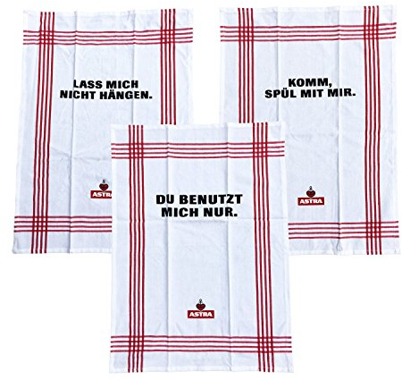 ASTRA Geschirrtücher 3er Set, Küchentücher als Geschenkidee für Männer & Frauen, Küchenhelfer mit witzigen Sprüchen für St. Pauli Fans aus 100% Baumwolle, 70 x 50 cm