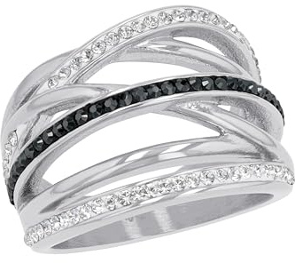 s.Oliver Ring Edelstahl Damen Ringe, mit Kristall, Kommt in Schmuck Geschenk Box