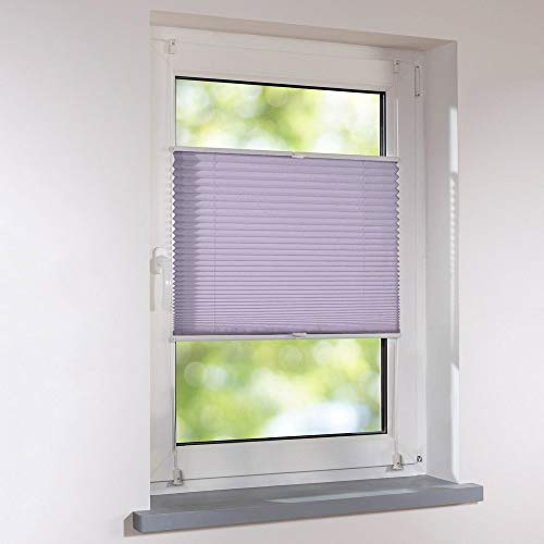 Plissee Faltstore verspannt - Klemmfix UNIVERSAL Faltrollo auf Maß ohne Bohren - 90 x 100 cm - flieder