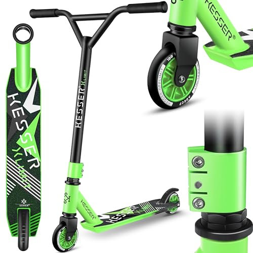 KESSER® Stunt Scooter X-Limit - 360° Lenkung Robuster Funscooter Stuntscooter mit ABEC 9 Kugellagern, 100 mm PU Räder, Kickscooter Tretroller Cityroller Trick Roller für Kinder Erwachsene, Grün