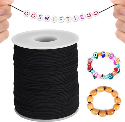 BUENTYA Elastische Faden Perlenschnur Perlen Faden Polypropylen 100m x 1mm Perlenkordel Gummikordel Nähen Stretch Faden Elastikkordel Gummischnur Schmuckfaden Bastelschnur für DIY Handwerk Armbänder