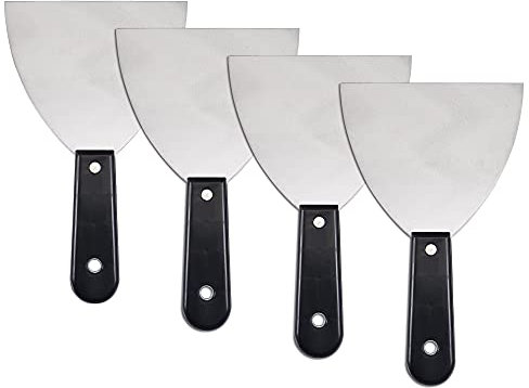 sourcing map Spatola per stucco da 12,7 cm, in acciaio inox, con manico nero, 4 pezzi