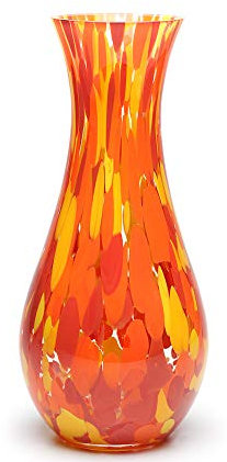 Cá D'oro Glasvase Orange/Gelb Konfetti mundgeblasenes Murano-Stil Kunstglas - Modell Nr. 83