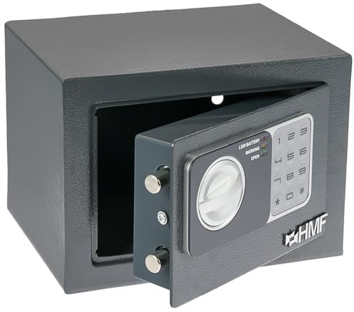 HMF 46126-11 Safe Tresor klein mit Zahlenschloss, Möbeltresor | 23 x 17 x 17 cm | Anthrazit
