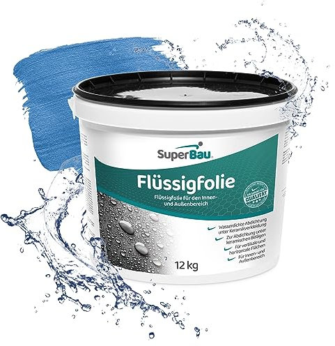 SuperBau Flüssigfolie 12kg (ca.10m²) Bad & Dusche Abdichtung - Dichtmasse Wasserdicht - Abdichtung Dusche - Flüssigfolie Außen und Innen - Abdichten - Flüssigfolie Bad - Dichtschlämme