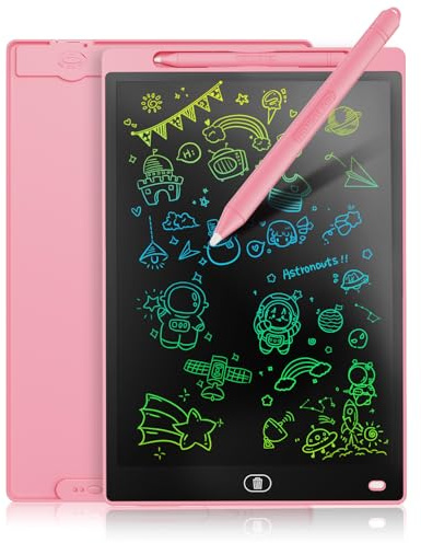 LCD Schreibtafel 10 Zoll, Genialba Buntes LCD Schreibtablett, Tragbares Löschbares Zeichenbrett, Elektronischer Tablette, Grafiktablett für Kinderspiele 2 3 4 5 6 7 Jahre alte Mädchen (Rosa)