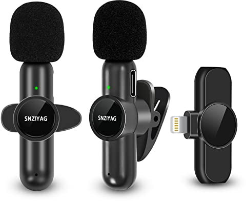 SNZIYAG Lavalier Mikrofon Wireless für iPhone iPad,kabelloses Plug-Play Mikrofon für Aufnahme,Live Streaming,YouTube,TikTok,Rauschunterdrückung,automatische Synchronisierung,Keine APP(2 IN1/IOS)