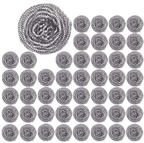 48 Pack Stainless Steel Scourers Sponges by XXJXING,Steel Wool scrubbers for stoves, pots, Cooker Hoods, etc. that are Difficult to Clean (48 Pack-10 Gram)