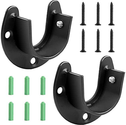 Sliverdew Rundrohr Halterung, 2 Stück Kleiderstangen Halterung Schrank Kleiderstangenhalter Gardinenstange Halterung mit Schrauben Stangenhalterung für Schrankrohr-Stange