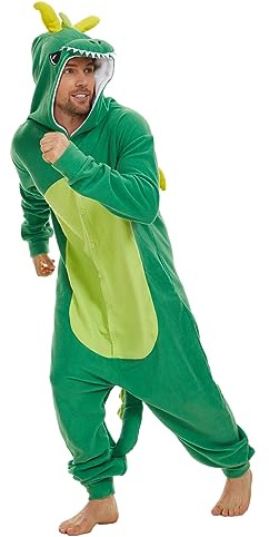 Guturris Pigiama Drago Adulti Unisex Halloween Cosplay Onesie Costume di Natale Pigiama Tuta Loungwear Verde L