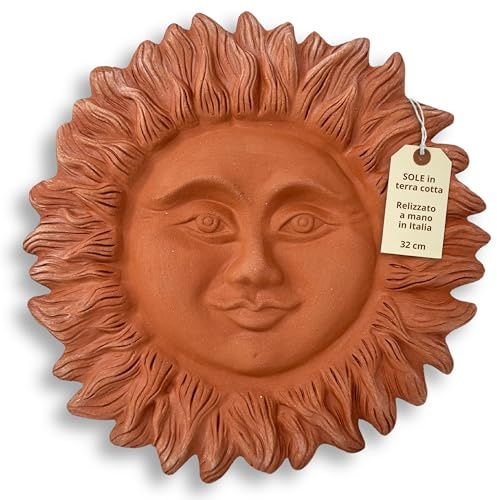 Toocook Handgefertigte Terrakotta-Sonne für Garten- und Hausdekor, einzigartige wetterfeste Dekoration (Sole 32 cm)