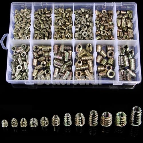 Tuercas de inserción roscada de 565 Uds., juego de herramientas de surtido de inserción de madera, M4/M5/M6/M8 M10, sujetador de perno de inserción de tornillo for muebles