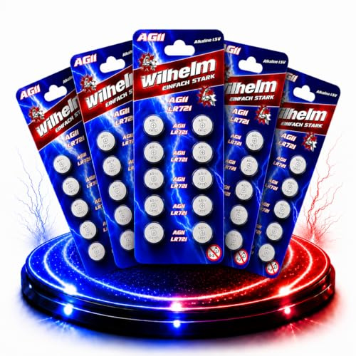 Wilhelm AG11 Alkaline Knopfzellen Batterien 1,5 V (LR721 LR58) – 50 Stück
